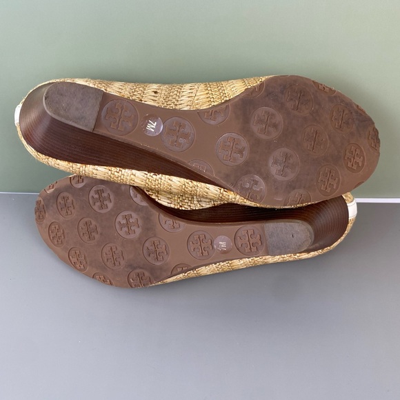 Tory Burch Sally Raffia Straw Natural/Bleach Wedges Size 7 - Picture 10 of 12